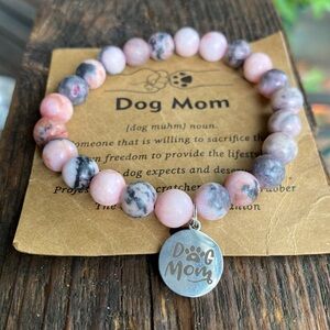 Pearl beaded Dog Mom charmed Bracelet